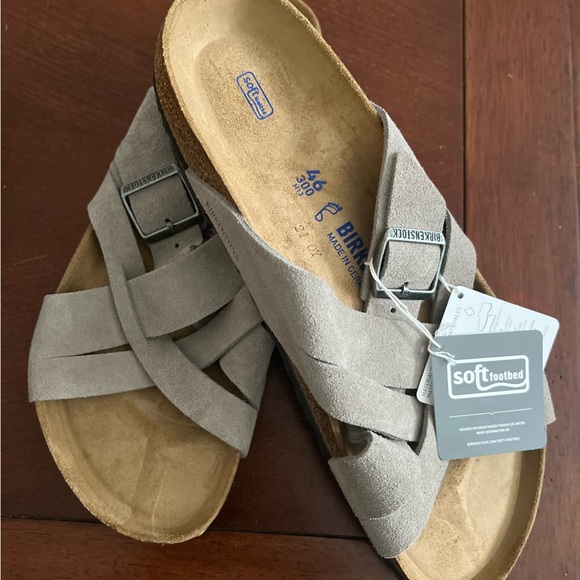 Birkenstock Lugano soft bed stone suede Size 13 NWT Narrow fit - Picture 3 of 5